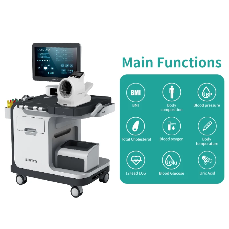 product sonka telemedicine rolling cart glucose meter ecg machine mobile hospital medical trolley storage drawers carts-68