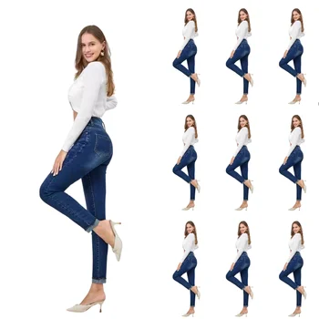 New Fashion Autumn Women's Denim Skinny Pants High Waist Blue Black Slim Stretch Women's Jeans