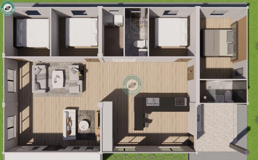 135sqm Modern 4 Bedroom Modular Home 3 Bathroom With Kitchen ...