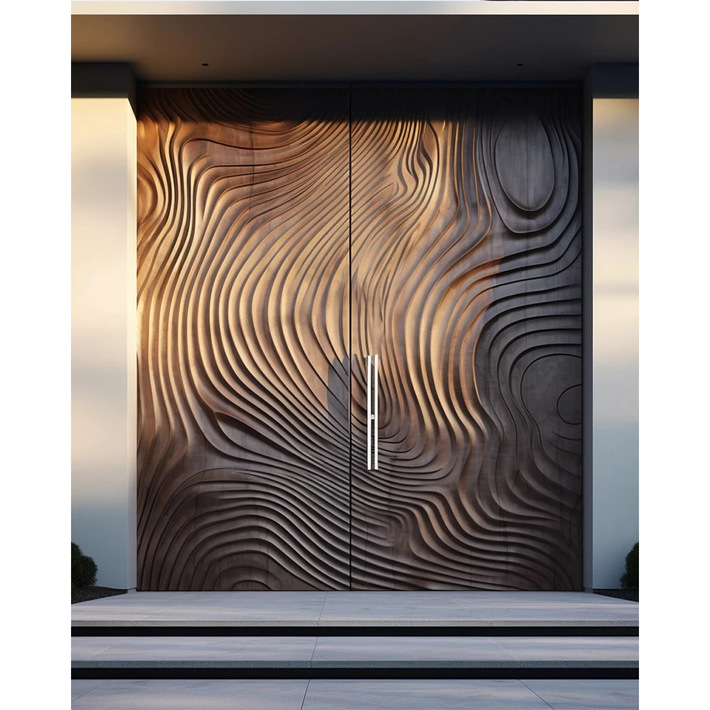 Latest Design Handcraft Timber Wooden Pivot Main Doors for Houses Wood Carving Front Entry Doors Home Decor