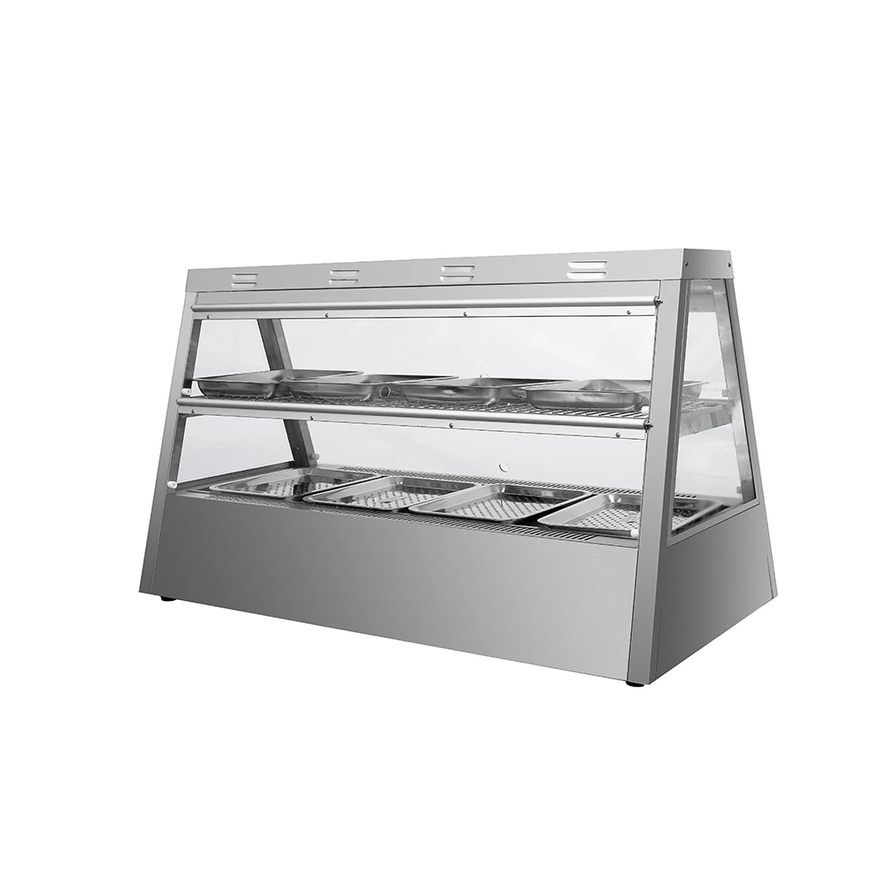 glass bain marie set of food warmer counter top display showcase