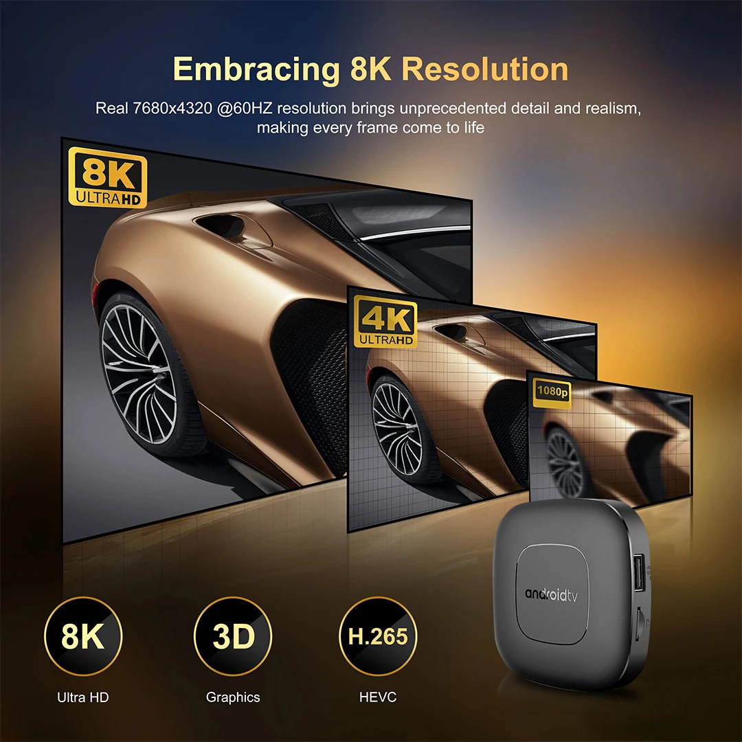 New 8K Smart Set-top Box Voice Remote Android 14 TV Box HDR Streaming Media Watch ONN TV Box