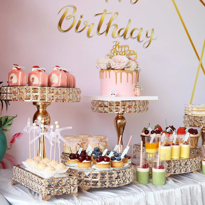 Conjunto De 6 Soportes Para Pasteles, Soporte Para Pasteles De Metal Dorado Para Fiestas, Juego De Exhibición De Mesa De Postres, 3 Tamaños De Soporte