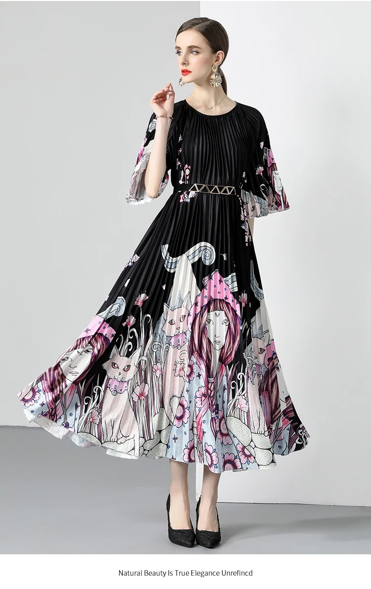 Fashion Runway Summer Dress Women's Short Sleeve Gorgeous Floral