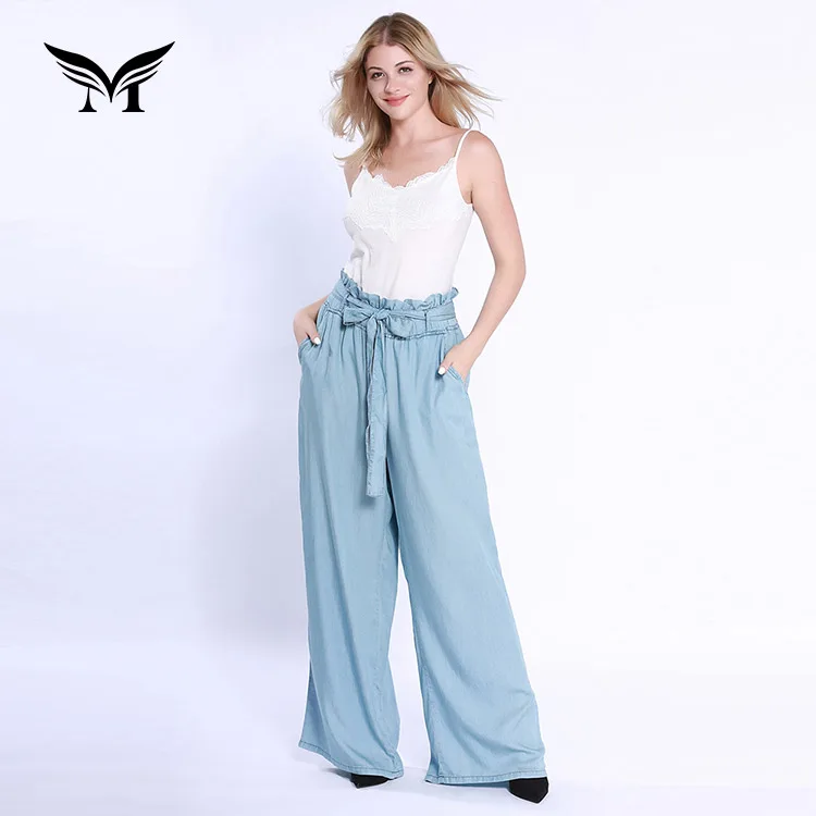 Made in China Custom Soft Holiday Wide Leg Side Pocket Flapper High Waisted Trousers Pants for Women