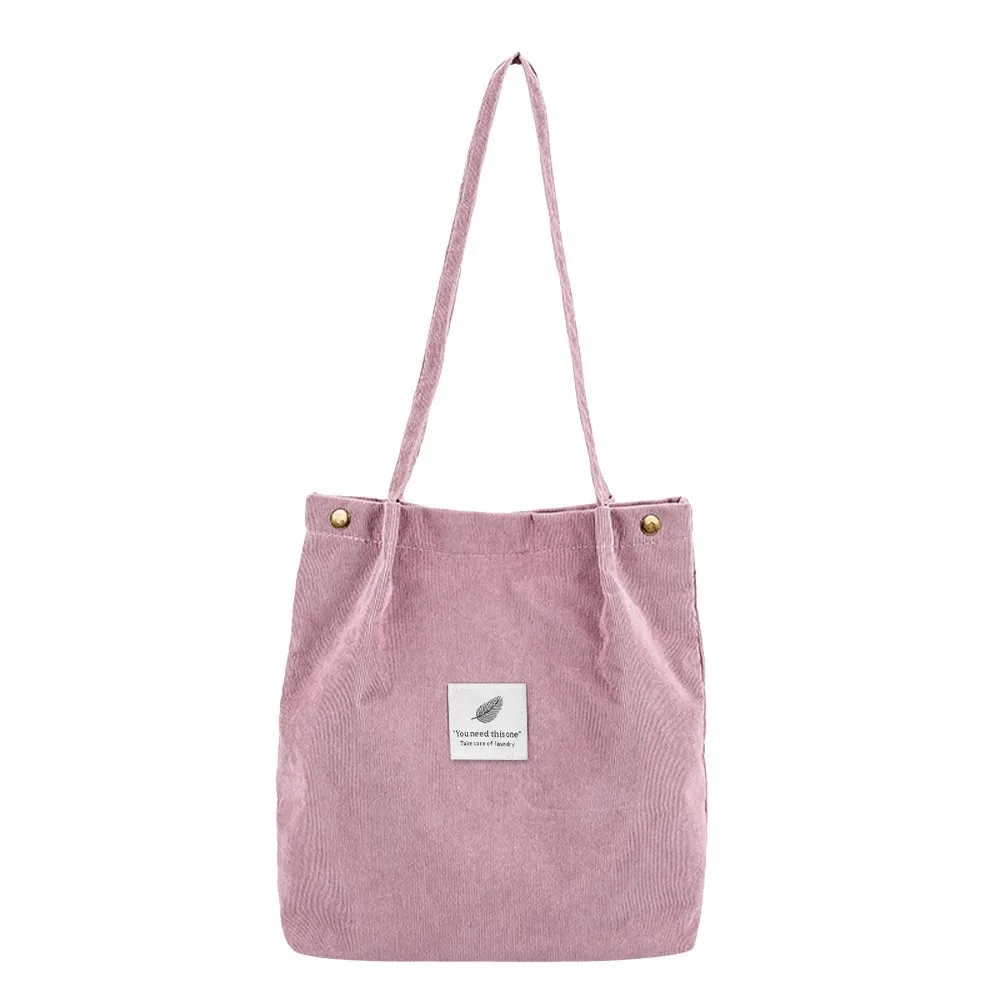 Women Korean Style Corduroy Shoulder Shopping Bag Tote Bags Purse Casual  Handbag 