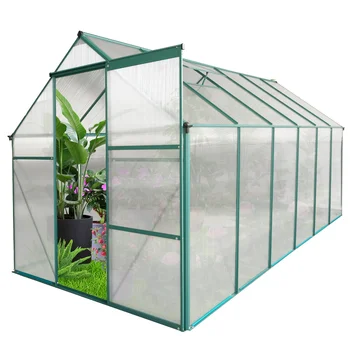 6x12 FT Polycarbonate Greenhouse Raised Base and Anchor Aluminum Heavy Duty Walk-in Greenhouses for Outdoor Backyard