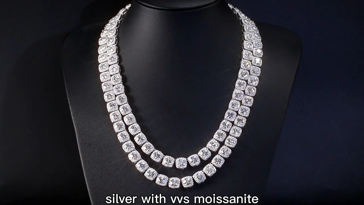 Super Bling Large Moissanite Diamond Tennis Necklace&bracelet 8/10/12mm ...