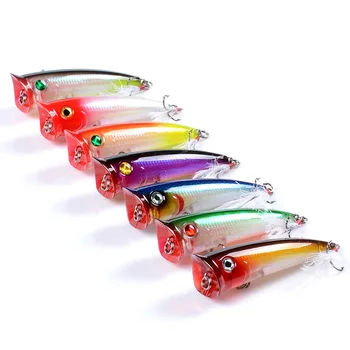 7.8cm 10.5g Fishing Hard Lure 7 Colors ABS Plastic Popper Lures Bionic Artificial Laser Baits Feather Hook Floating Bait – Popper – view 4