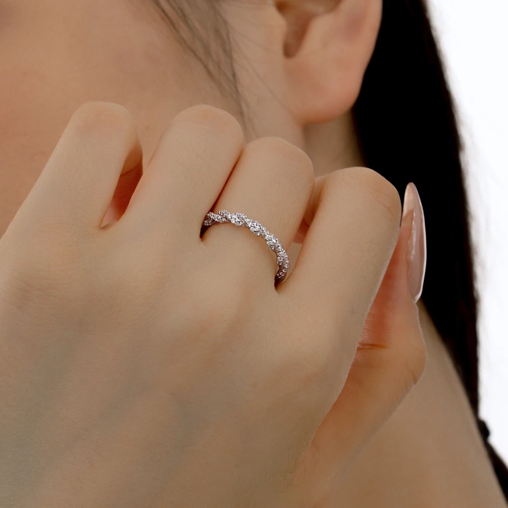 KAKODIY Classic Design 18K Gold Plated Twisted Eternity Women's Wedding Ring Cubic Zirconia Jewelry 925 Sterling Silver Ring detail 2