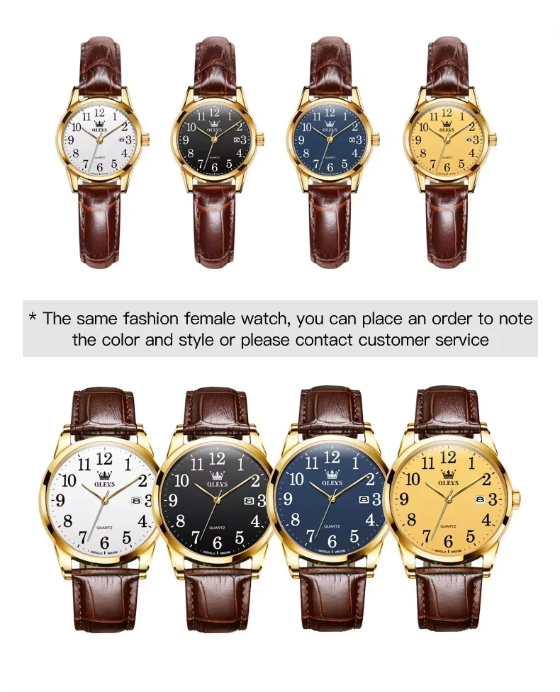 Fashion Brand OLEVS Watch 5566 Popular Sports Men's Watch Quartz Movement Date Leather Band 30M Waterproof Watch