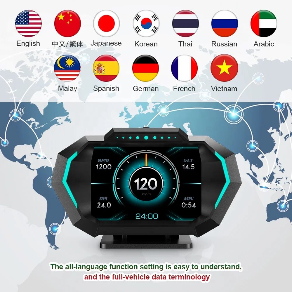 2026 Popular Car Hot Sales Head up Display P24 Speedometer OBD2+GPS Multi-functions Auto Electronics Universal HUD Gauge
