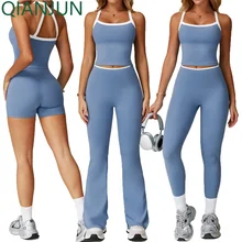 Wholesale Breathable Women Sport Gym Fitness Yoga Activewear 2 Piece Sets Sportswear Running Workout Yoga Set