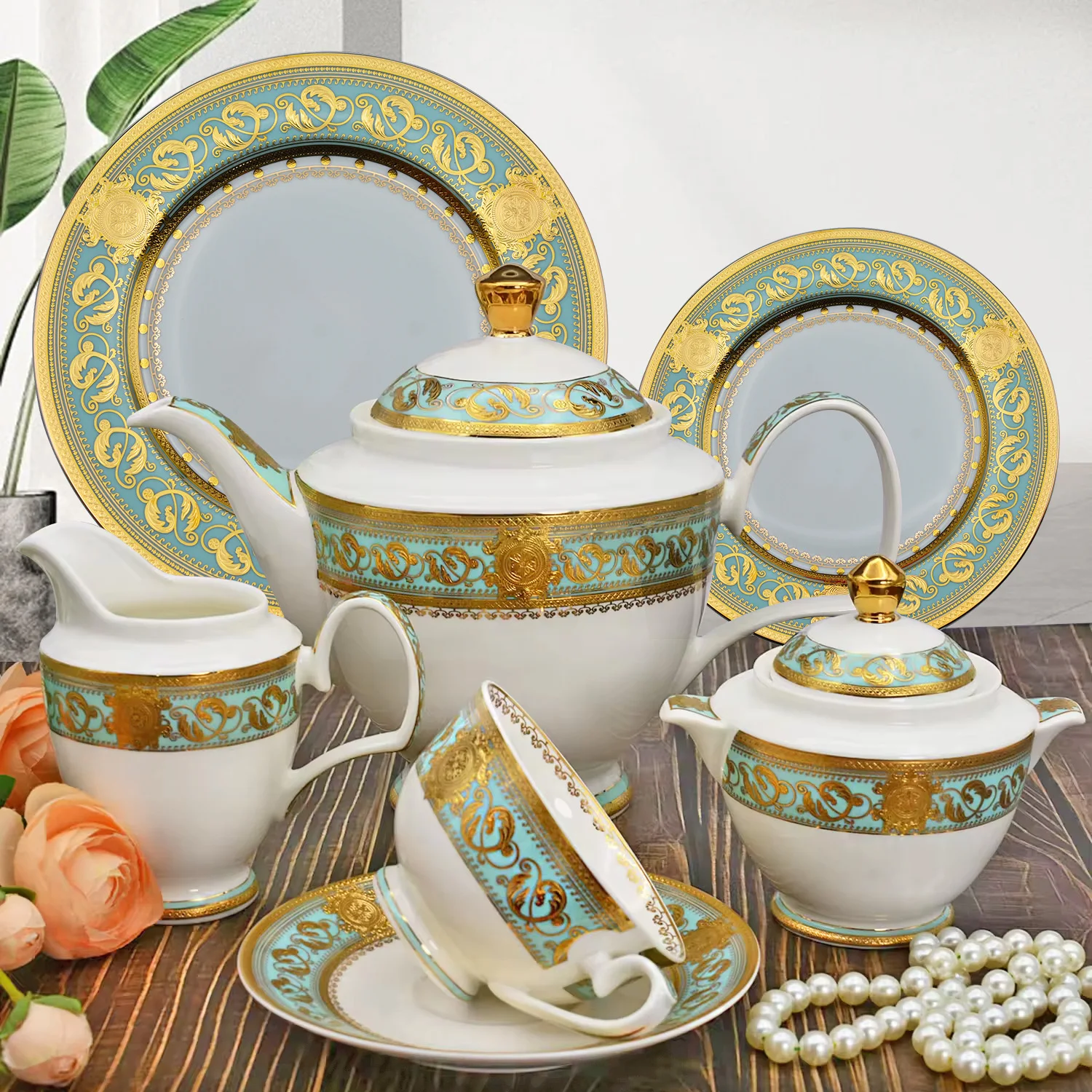 Fine-line 6-Inch Dessert Plates – Silver Splendor Bone China With Gold Band, 150 Per Case
