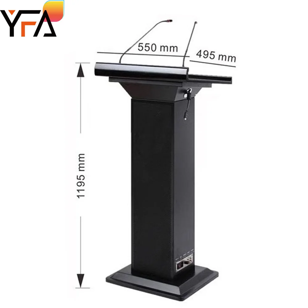Multifunctional Rostrum with Built-in Mic, Light,Wireless Microphone,Built-in Speakers & Mic Multifunctional Media Lobby Podium