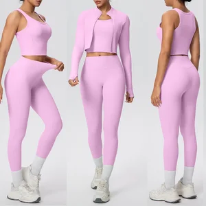 Sportswear Manufacture Gym Set Fitness Clothes 3 Pieces Yoga Set  Gym Sports Yoga Set for Women