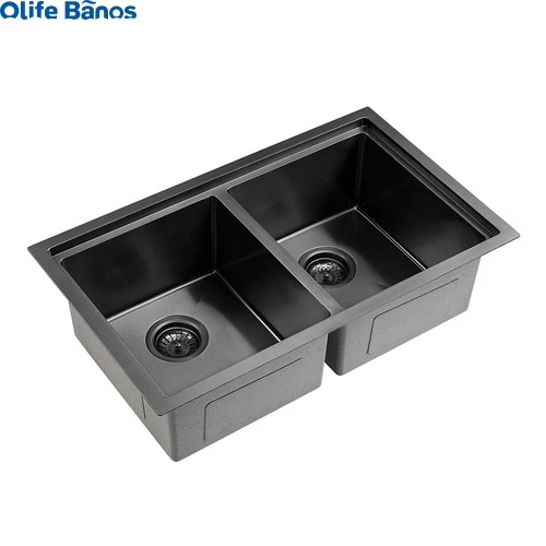 Whole Sale  CE Sus304 Stainless Steel   Rose Gold Under Mounted  Handmade Double Bowl Kitchen Sink With Accessories details