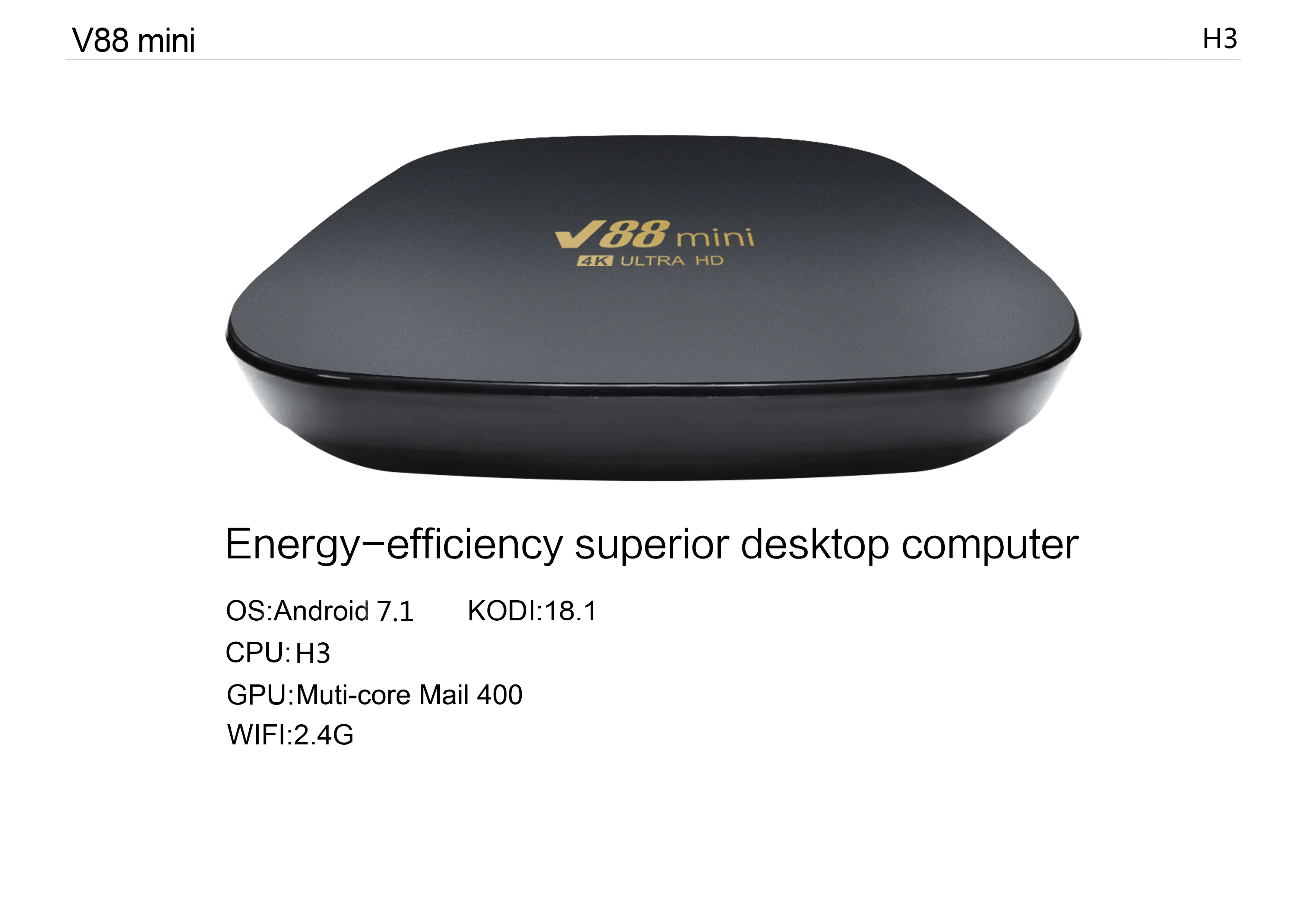 V88mini Android Settop Box 1080p 3d Hd Tv Box Android 7.1 Black Set