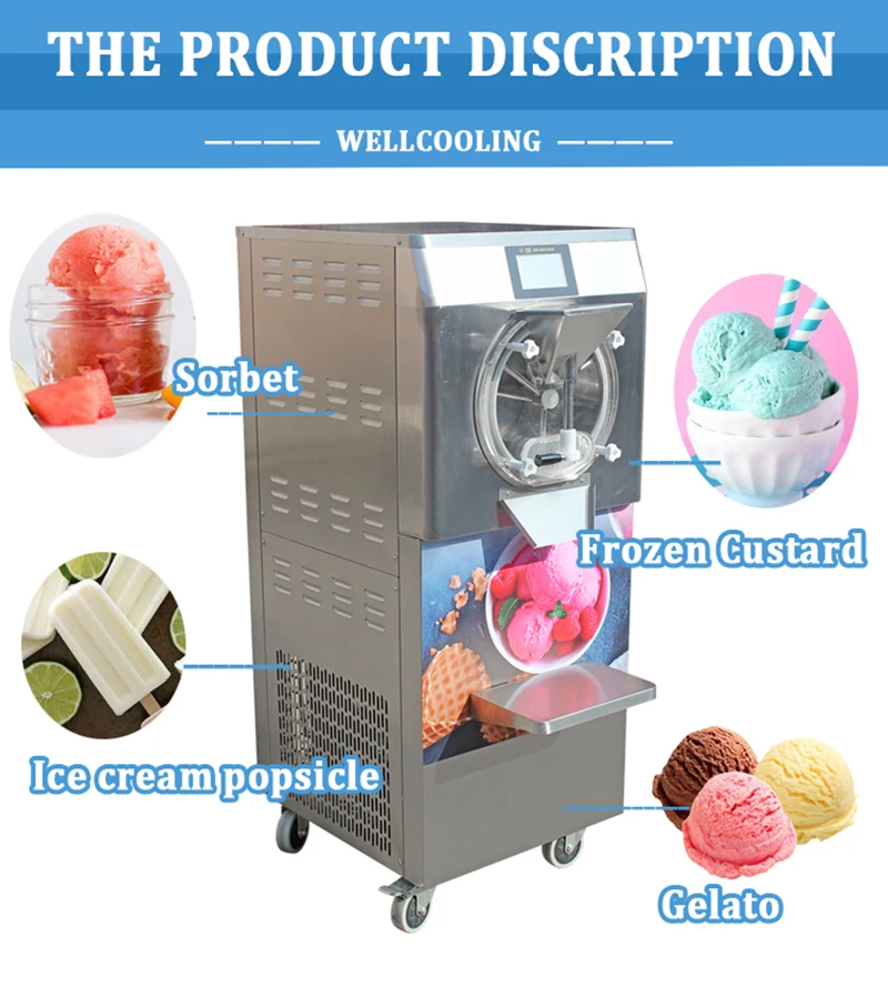 Maquina De Helados New 50hz 134kgs Weight Ce Approved Gelato Hard Ice