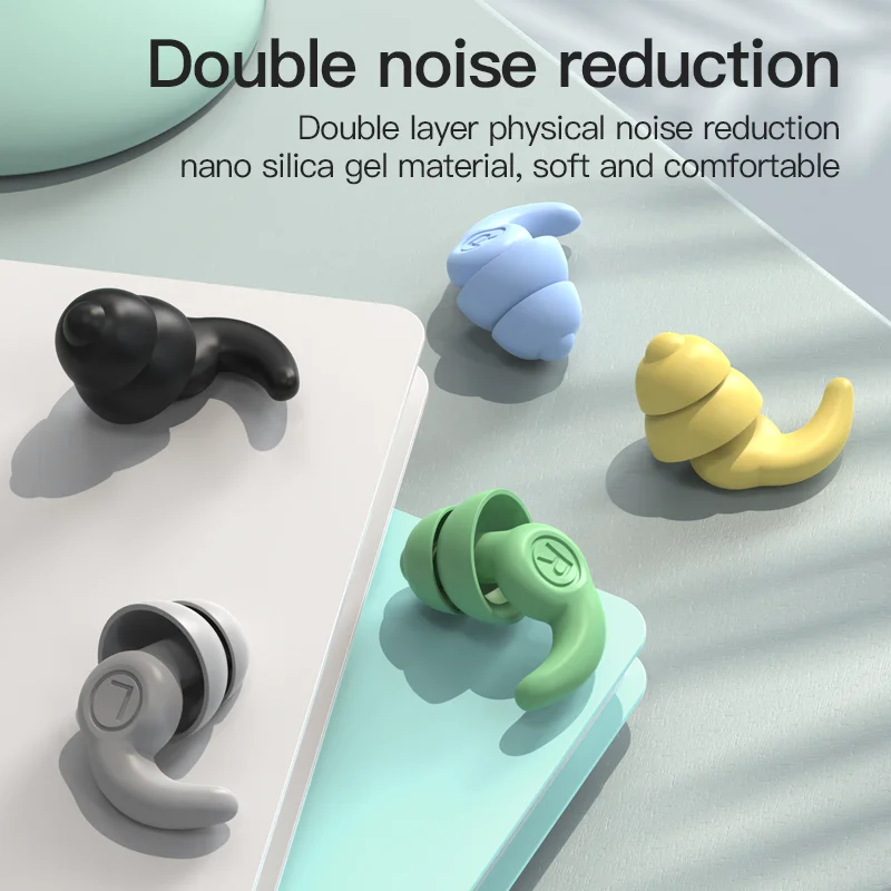 ANT5PPE 2pcs Soundproof Soft 3D Shape Swimming Ear Plugs Reusable Silicone Earplugs for Sleeping Noise Cancelling
