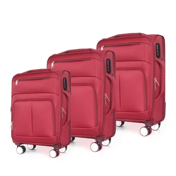 Daily Wholesale Fashionable 3-Piece Business Soft Travel Luggage Set Waterproof Oxford Fabric Carry Suitcase From Factory