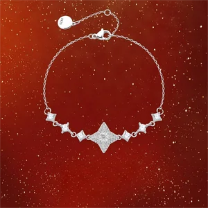 Fine Diamond 4 Four Leaf Clover Bracelets Trendy Copper Brass Zircon Bracelet Jewelry Chain Fancy Jewellery for Ladies Women