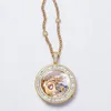 Collana con scatola rotonda con diamanti quadrati in oro - Scatola vuota