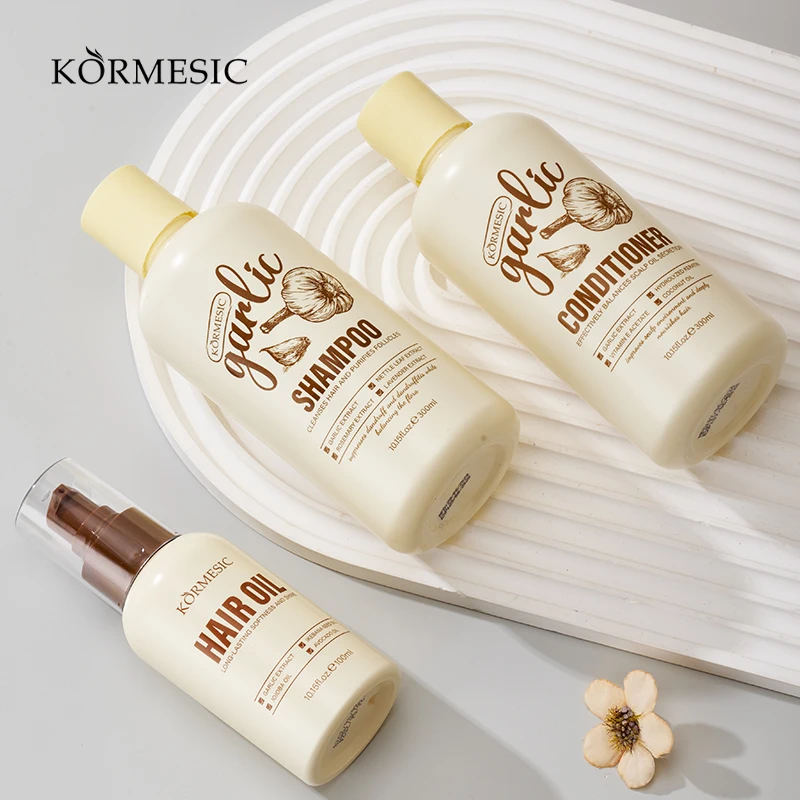 OEM Private Label KORMESIC 300ml Garlic Conditioner Shampoo Hair Oil Hair Care Set