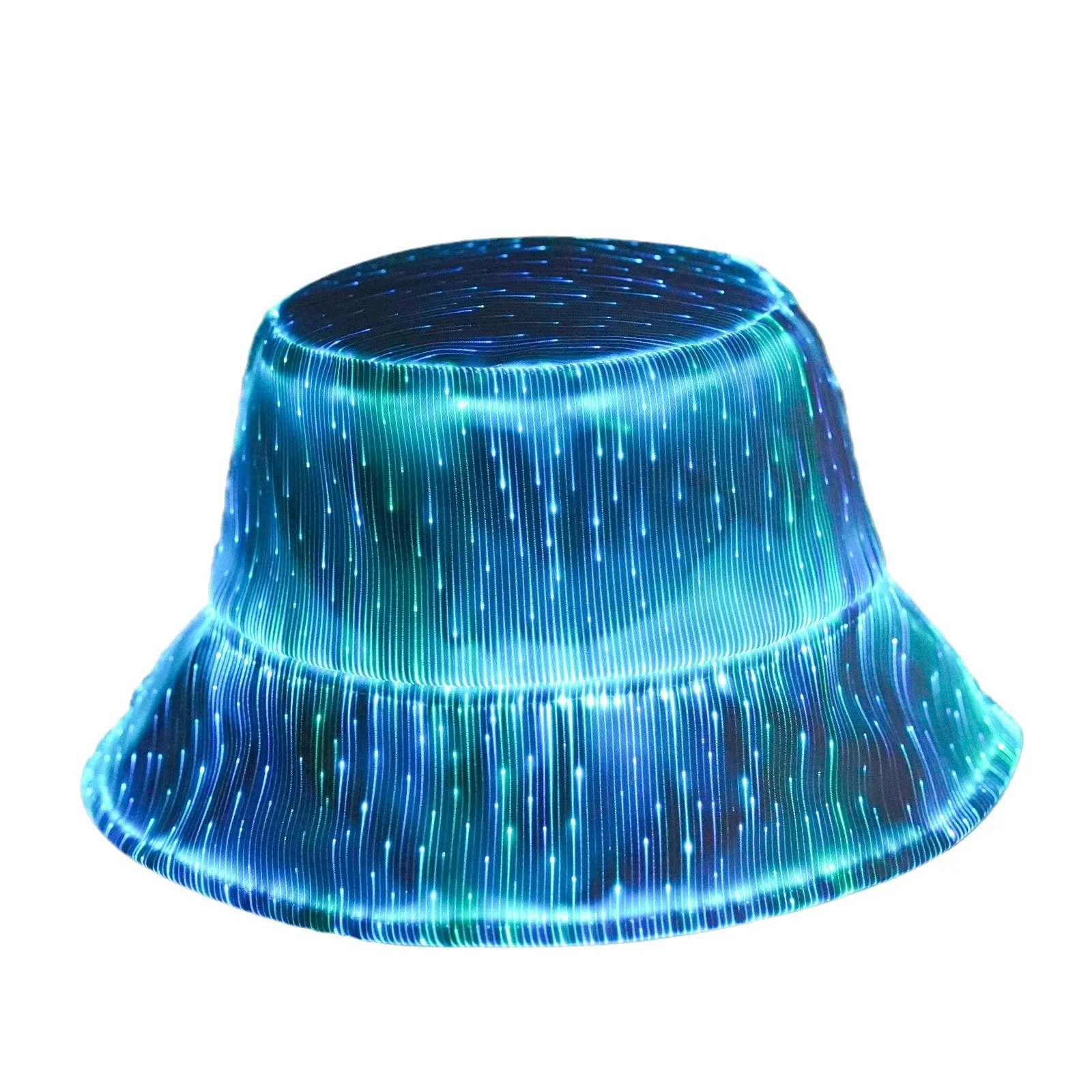 Multicolor LED Cyberpunk Bucket Hat - Light Up Party Cap for