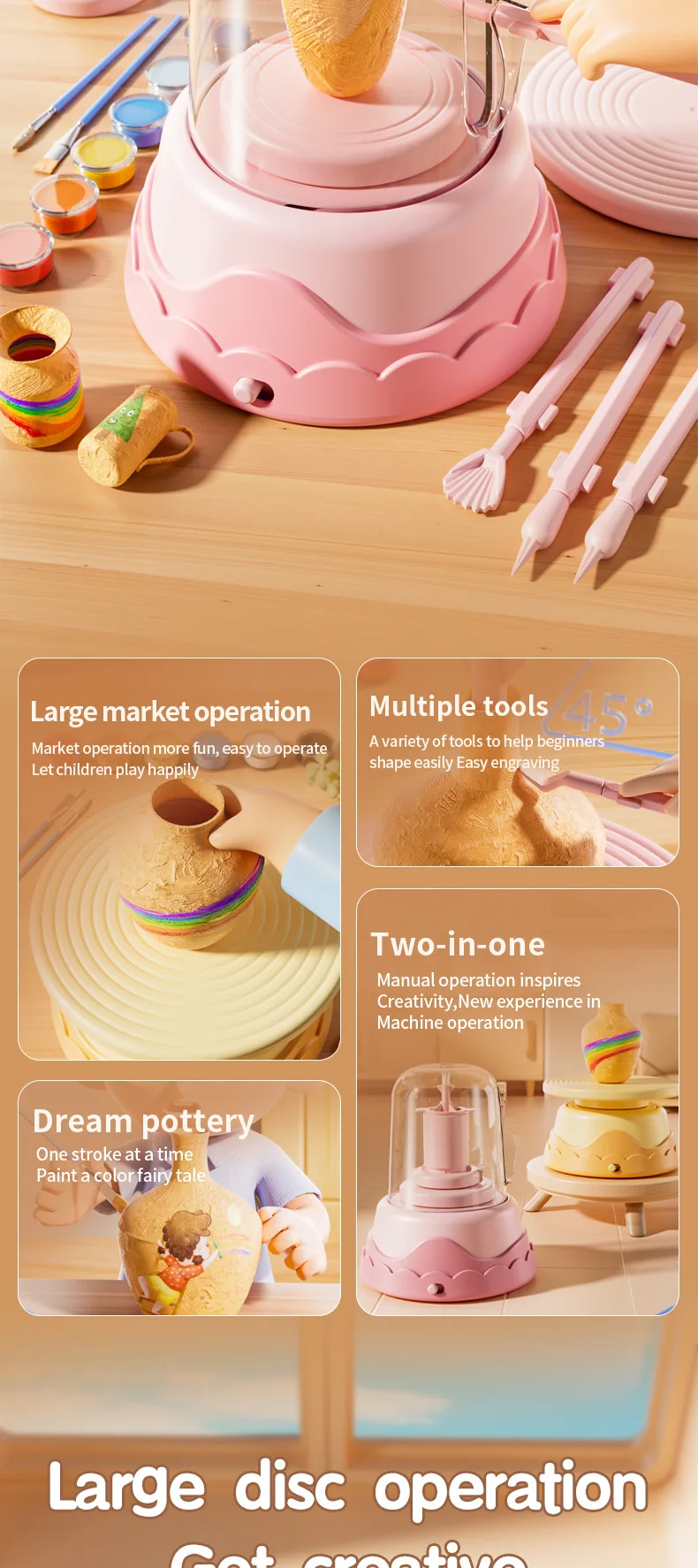 Creative Diy Painting Art Kit Electric Pottery Wheel Ceramic Machine Toy With Modeling Clay Mini Pottery Machine For Kids