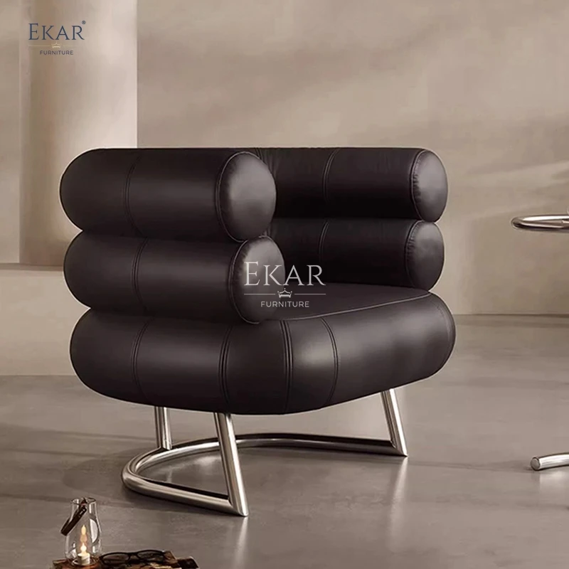 product contemporary pu leather lounge chair stainless steel frame modern accent sofa chair hospital park apartment villa dining outdoor-60