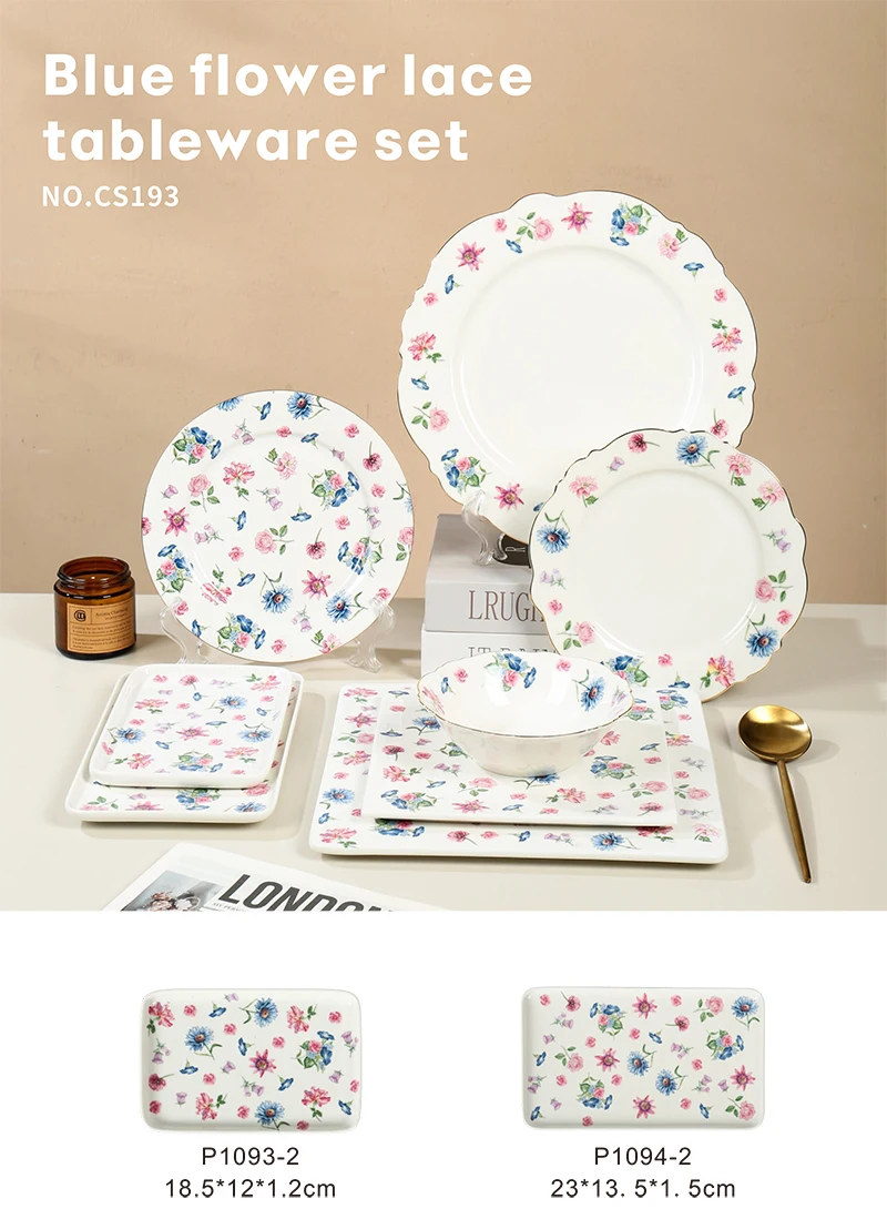 product wholesale floral ceramic customized new bone china porcelain dinnerware tableware dinner set-1