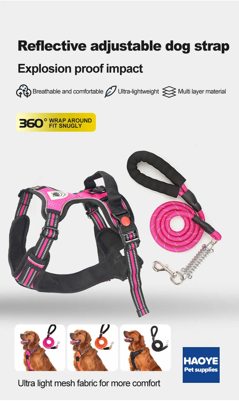 Reflective Dog Safety Harness Vest Pet Chest Straps Breathable Mesh