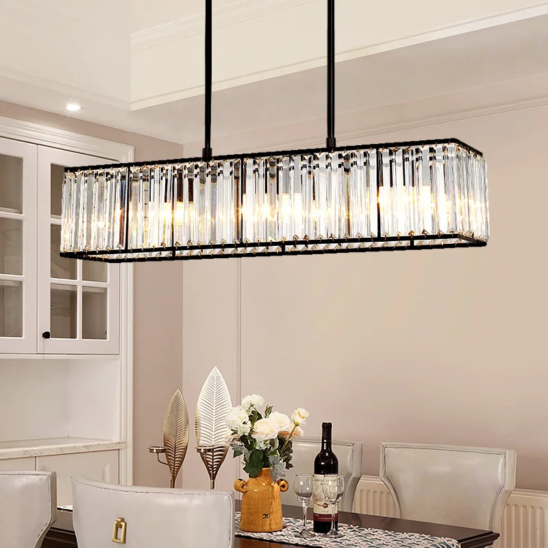 Meerosee Rectangle Vintage Chandelier Kitchen Island Rustic Pendant Farmhouse Industrial Chandeliers Ceiling Light MD86796