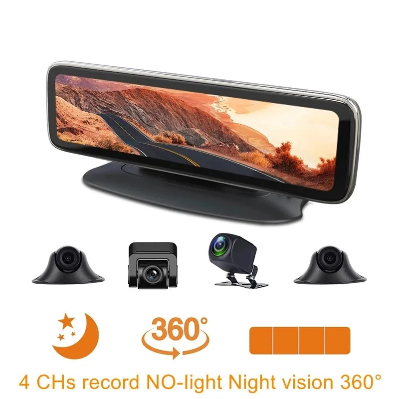 Câmera veicular espelhada Android 9.0 para carros 360° 4CHs