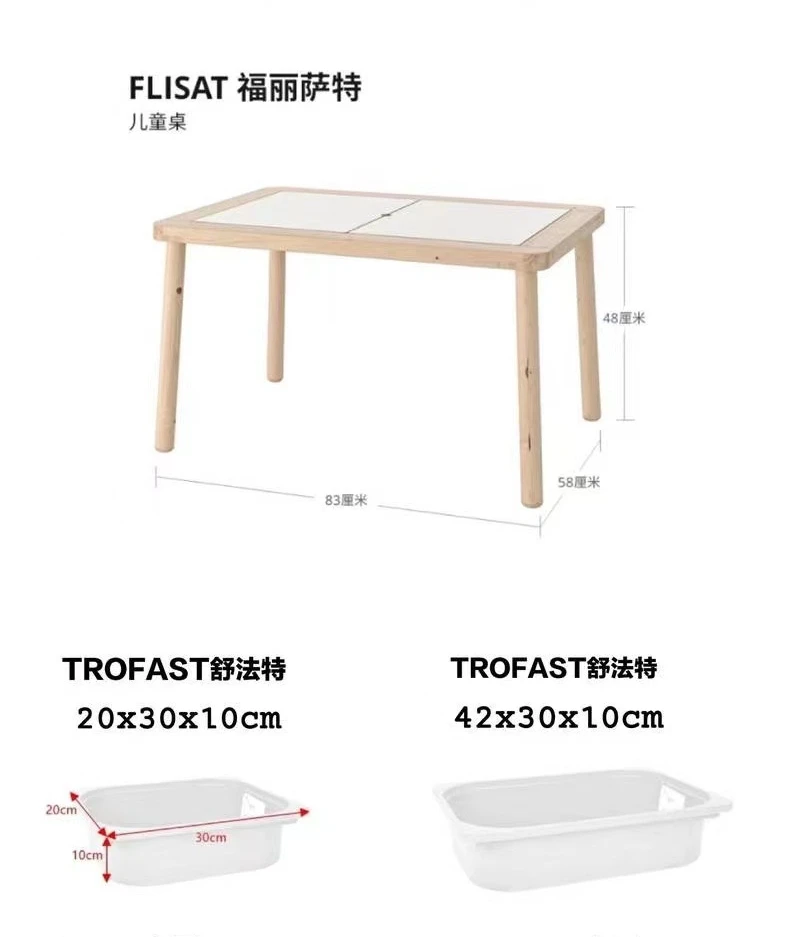 Flisat Wooden Insert Sensory Table Insert Activity Table Lid Color
