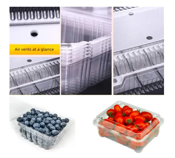 Clear Plastic Berry Clamshell Vented Container For Blueberry,Cherry ...