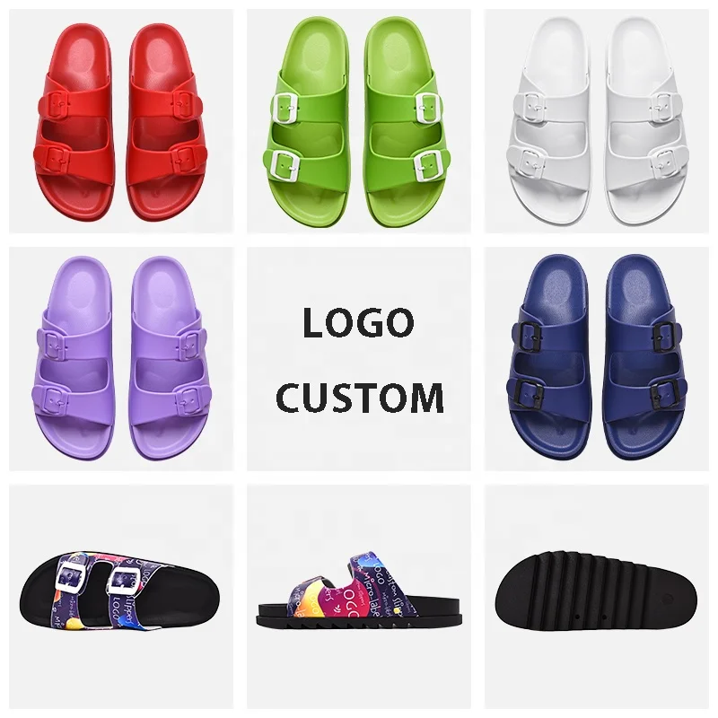 Outdoor Custom Printing Logo Pattern Unisex Black Plain Men's EVA PVC Rubber Sandals Slides Slippers for Women