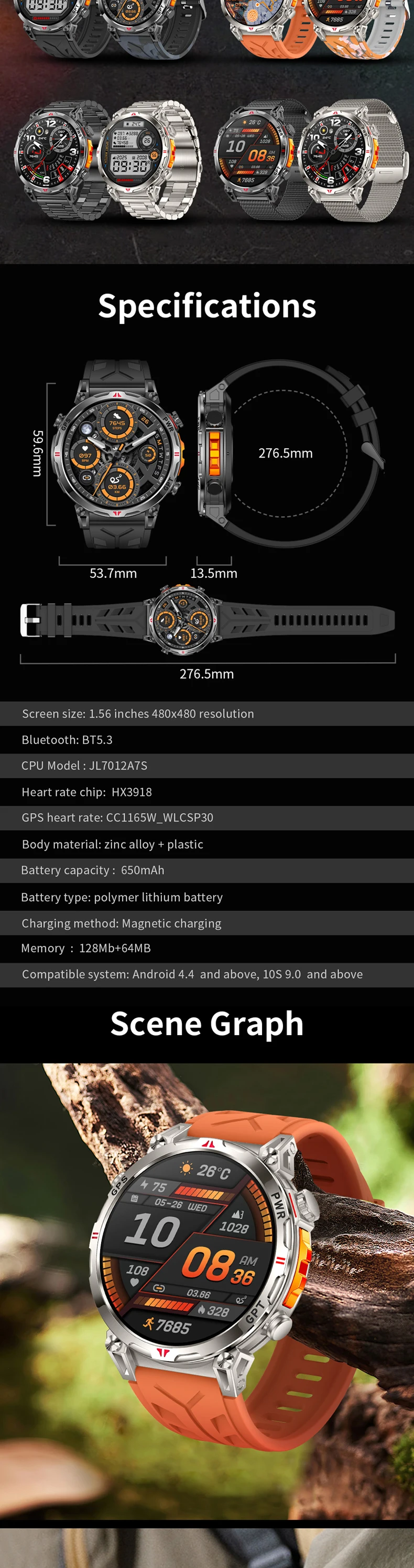product 2025 kc93 gps smart watch 156 inch amoled screen ai dial gpt flashlight compass 650mah battery 3atm waterproof sport smartwatch-9