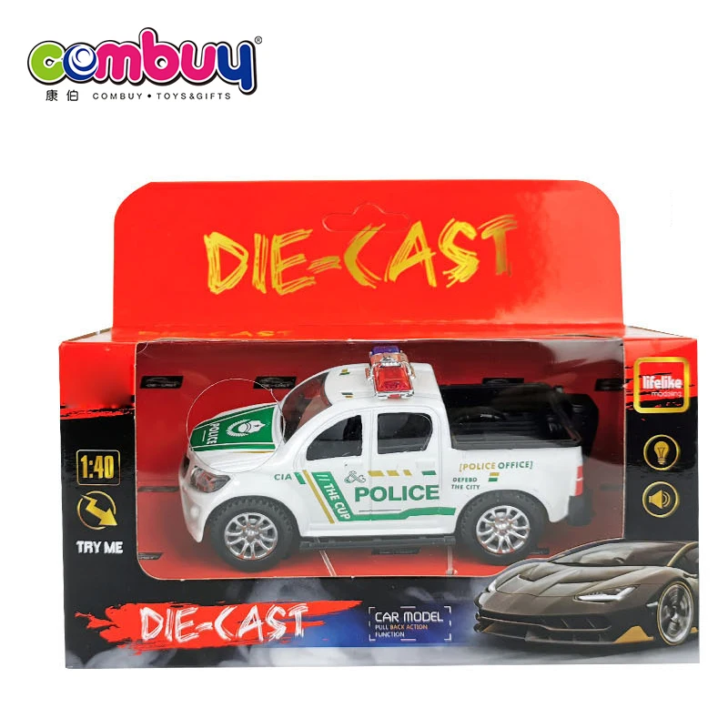 Mini Light Music Pull Back Toy Police Cars Diecast Model