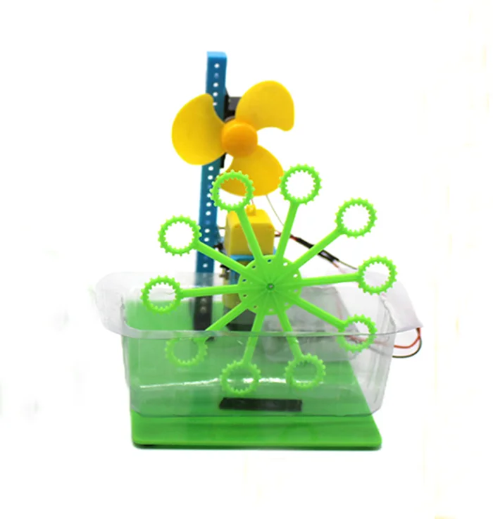 Children's STEAM Education DIY Bubble Machine Boy Girl Water Blowing Toys with Metal Plastic Components Assembly Foaming Machine