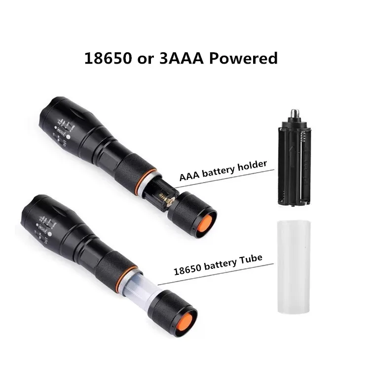 
Сделанный в Японии G700 Zoom 1000 люмен перезаряжаемый фонарик CE rohs 18650/3AAA 10 Вт XML T6 Водонепроницаемый тактический фонарь 