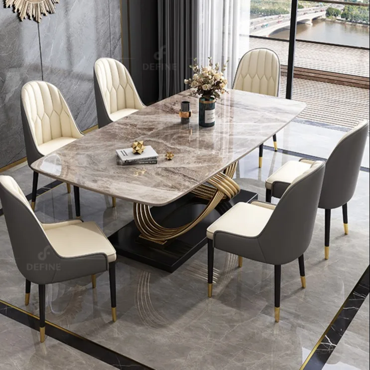 Light Luxury Dining Room Sets Modern Dining Tables Sintered Stone Top