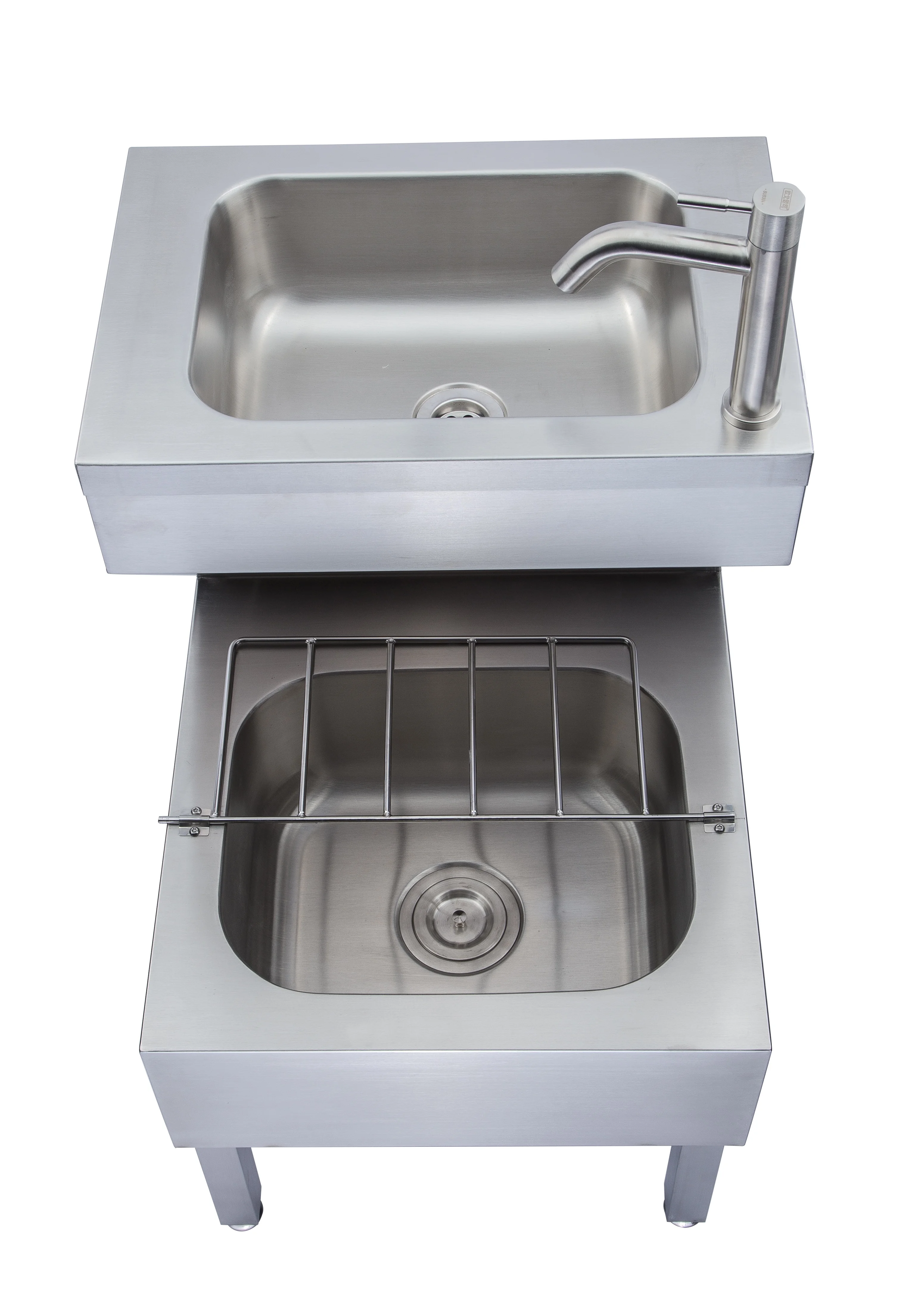 Modern Multipurpose Free Standing Hospital School 304 Stainless Steel Oval Bowl Hand Wash Sink Basin Commercial Janitorial