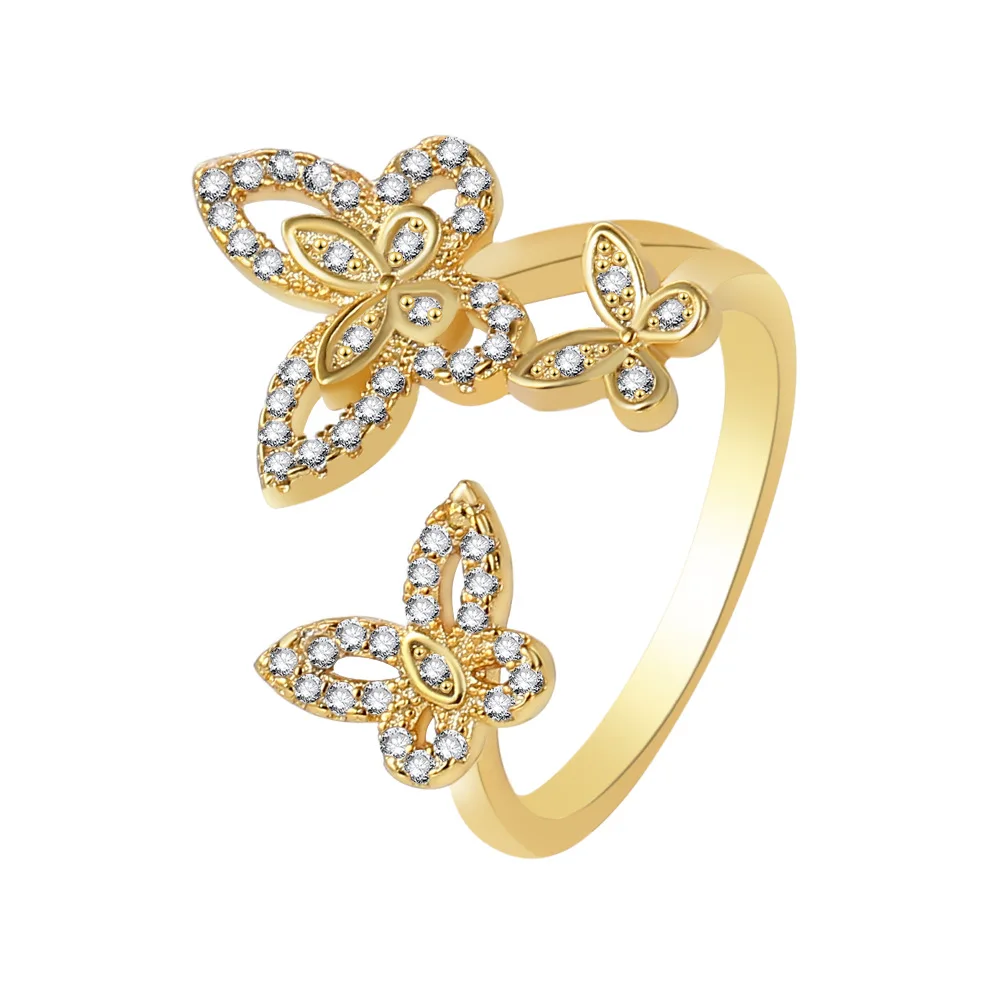 YeGieonr Gold Plated Stainless Steel Rings - Non-Tarnish Adjustable Chunky Style With Gemstones
