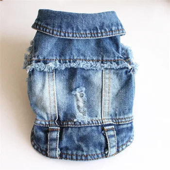 In Stock Wholesale Pet Clothes Jean Jacket Cute  Overalls Denim Coat Washable Dog Jacket for Puppy Small