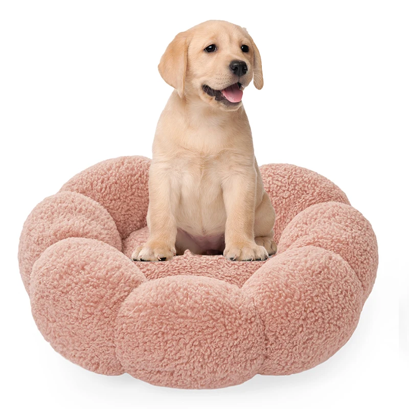 Dog products chew proof modern donut plush outdoor camas para perros anti anxiety portable roundcat pet dog beds for dogs