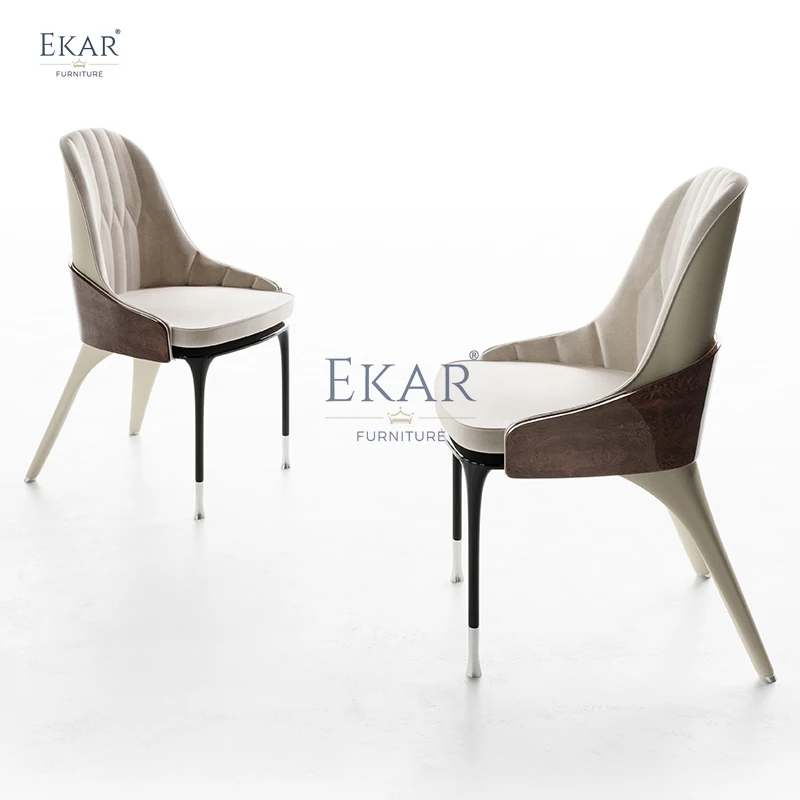 Modern Luxurious Dining Chair with Soft Upholstery & Metal Strip Legs - Simple Elegance for Your Bedroom factory