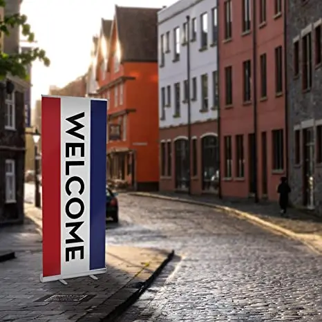 Высокое качество Добро пожаловать Выдвижной сверните вверх стойку знамени Регулируемая