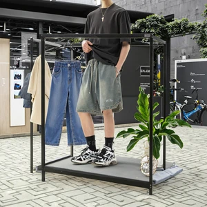 OEM & ODM Men's Trendy Summer Straight Denim Shorts Beautiful Embroidered Loose Pants Triangle Split